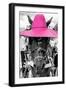 ¡Viva Mexico! B&W Collection - Portrait of Horse with Pink Hat-Philippe Hugonnard-Framed Photographic Print