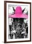 ¡Viva Mexico! B&W Collection - Portrait of Horse with Pink Hat-Philippe Hugonnard-Framed Photographic Print