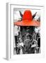 ¡Viva Mexico! B&W Collection - Portrait of Horse with Red Hat-Philippe Hugonnard-Framed Photographic Print