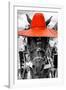 ¡Viva Mexico! B&W Collection - Portrait of Horse with Red Hat-Philippe Hugonnard-Framed Photographic Print