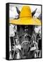 ¡Viva Mexico! B&W Collection - Portrait of Horse with Yellow Hat-Philippe Hugonnard-Framed Stretched Canvas