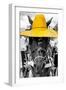 ¡Viva Mexico! B&W Collection - Portrait of Horse with Yellow Hat-Philippe Hugonnard-Framed Photographic Print