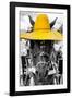 ¡Viva Mexico! B&W Collection - Portrait of Horse with Yellow Hat-Philippe Hugonnard-Framed Photographic Print