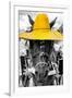 ¡Viva Mexico! B&W Collection - Portrait of Horse with Yellow Hat-Philippe Hugonnard-Framed Premium Photographic Print