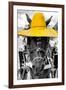 ¡Viva Mexico! B&W Collection - Portrait of Horse with Yellow Hat-Philippe Hugonnard-Framed Photographic Print