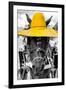 ¡Viva Mexico! B&W Collection - Portrait of Horse with Yellow Hat-Philippe Hugonnard-Framed Photographic Print