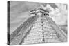 ¡Viva Mexico! B&W Collection - Pyramid Chichen Itza II-Philippe Hugonnard-Stretched Canvas