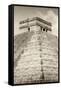 ¡Viva Mexico! B&W Collection - Pyramid Chichen Itza III-Philippe Hugonnard-Framed Stretched Canvas