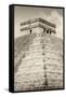 ¡Viva Mexico! B&W Collection - Pyramid Chichen Itza III-Philippe Hugonnard-Framed Stretched Canvas