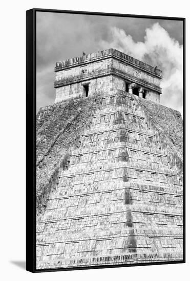 ¡Viva Mexico! B&W Collection - Pyramid Chichen Itza IV-Philippe Hugonnard-Framed Stretched Canvas