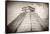 ¡Viva Mexico! B&W Collection - Pyramid Chichen Itza-Philippe Hugonnard-Framed Stretched Canvas