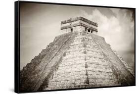 ¡Viva Mexico! B&W Collection - Pyramid Chichen Itza-Philippe Hugonnard-Framed Stretched Canvas