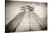 ¡Viva Mexico! B&W Collection - Pyramid Chichen Itza-Philippe Hugonnard-Stretched Canvas