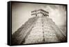 ¡Viva Mexico! B&W Collection - Pyramid Chichen Itza-Philippe Hugonnard-Framed Stretched Canvas