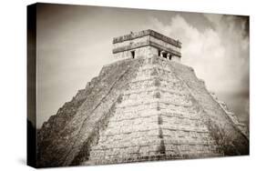 ¡Viva Mexico! B&W Collection - Pyramid Chichen Itza-Philippe Hugonnard-Stretched Canvas