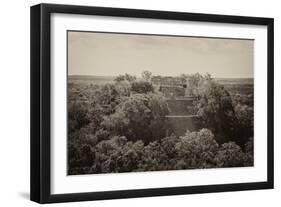 ¡Viva Mexico! B&W Collection - Pyramid in Mayan City of Calakmul II-Philippe Hugonnard-Framed Photographic Print