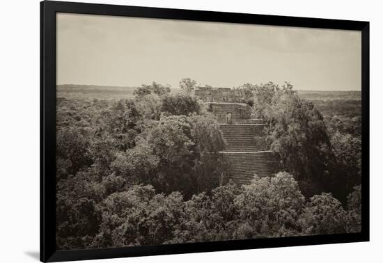 ¡Viva Mexico! B&W Collection - Pyramid in Mayan City of Calakmul II-Philippe Hugonnard-Framed Photographic Print