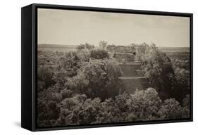 ¡Viva Mexico! B&W Collection - Pyramid in Mayan City of Calakmul II-Philippe Hugonnard-Framed Stretched Canvas