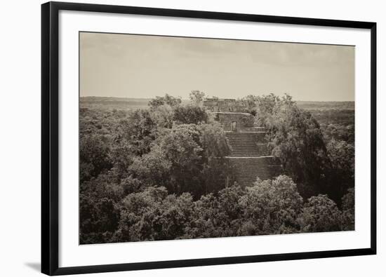 ¡Viva Mexico! B&W Collection - Pyramid in Mayan City of Calakmul II-Philippe Hugonnard-Framed Photographic Print