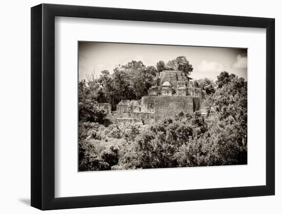 ¡Viva Mexico! B&W Collection - Pyramid in Mayan City of Calakmul III-Philippe Hugonnard-Framed Photographic Print