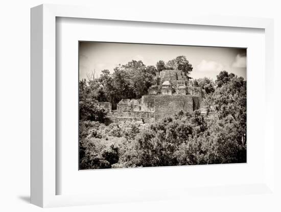 ¡Viva Mexico! B&W Collection - Pyramid in Mayan City of Calakmul III-Philippe Hugonnard-Framed Photographic Print