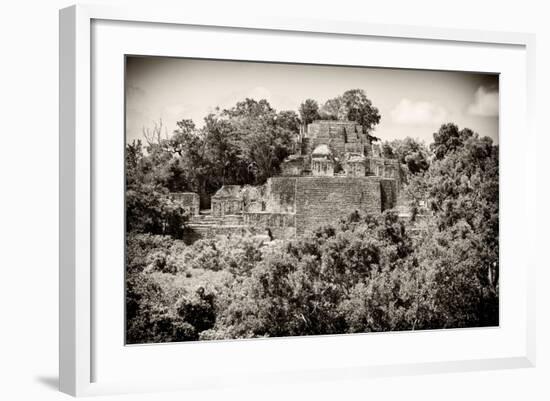 ¡Viva Mexico! B&W Collection - Pyramid in Mayan City of Calakmul III-Philippe Hugonnard-Framed Photographic Print