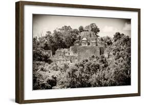 ¡Viva Mexico! B&W Collection - Pyramid in Mayan City of Calakmul III-Philippe Hugonnard-Framed Photographic Print