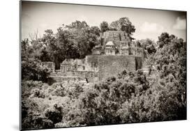 ¡Viva Mexico! B&W Collection - Pyramid in Mayan City of Calakmul III-Philippe Hugonnard-Mounted Photographic Print
