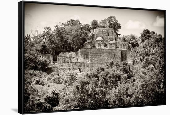 ¡Viva Mexico! B&W Collection - Pyramid in Mayan City of Calakmul III-Philippe Hugonnard-Framed Stretched Canvas