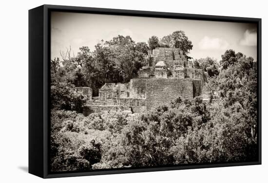 ¡Viva Mexico! B&W Collection - Pyramid in Mayan City of Calakmul III-Philippe Hugonnard-Framed Stretched Canvas