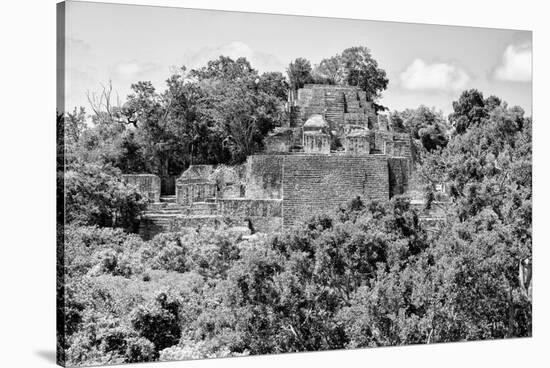 ¡Viva Mexico! B&W Collection - Pyramid in Mayan City of Calakmul IV-Philippe Hugonnard-Stretched Canvas