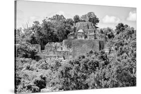 ¡Viva Mexico! B&W Collection - Pyramid in Mayan City of Calakmul IV-Philippe Hugonnard-Stretched Canvas