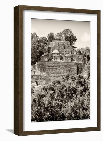 ¡Viva Mexico! B&W Collection - Pyramid in Mayan City of Calakmul V-Philippe Hugonnard-Framed Photographic Print