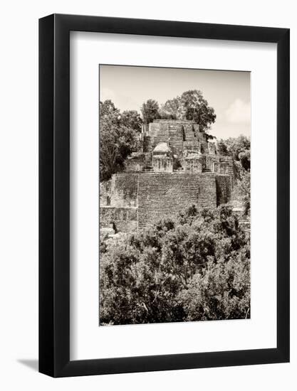 ¡Viva Mexico! B&W Collection - Pyramid in Mayan City of Calakmul V-Philippe Hugonnard-Framed Photographic Print