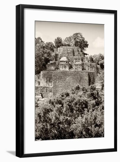 ¡Viva Mexico! B&W Collection - Pyramid in Mayan City of Calakmul V-Philippe Hugonnard-Framed Photographic Print