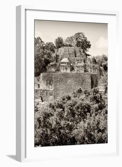 ¡Viva Mexico! B&W Collection - Pyramid in Mayan City of Calakmul V-Philippe Hugonnard-Framed Photographic Print