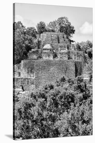 ¡Viva Mexico! B&W Collection - Pyramid in Mayan City of Calakmul VI-Philippe Hugonnard-Stretched Canvas