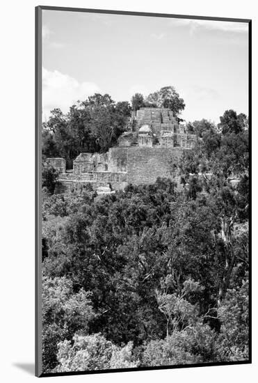 ¡Viva Mexico! B&W Collection - Pyramid in Mayan City of Calakmul VIII-Philippe Hugonnard-Mounted Photographic Print