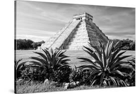 ¡Viva Mexico! B&W Collection - Pyramid of Chichen Itza II-Philippe Hugonnard-Stretched Canvas