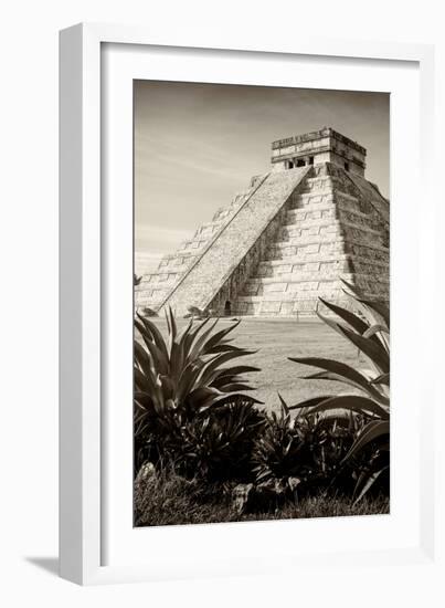 ¡Viva Mexico! B&W Collection - Pyramid of Chichen Itza III-Philippe Hugonnard-Framed Photographic Print