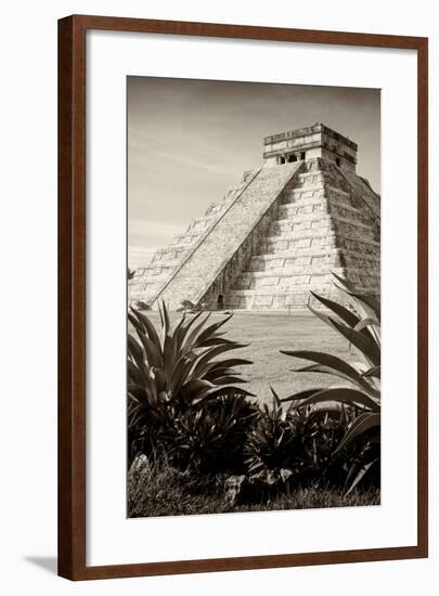 ¡Viva Mexico! B&W Collection - Pyramid of Chichen Itza III-Philippe Hugonnard-Framed Photographic Print