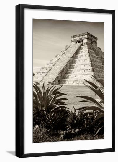 ¡Viva Mexico! B&W Collection - Pyramid of Chichen Itza III-Philippe Hugonnard-Framed Photographic Print