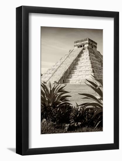 ¡Viva Mexico! B&W Collection - Pyramid of Chichen Itza III-Philippe Hugonnard-Framed Photographic Print