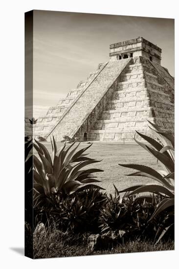 ¡Viva Mexico! B&W Collection - Pyramid of Chichen Itza III-Philippe Hugonnard-Stretched Canvas