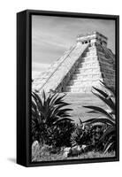 ¡Viva Mexico! B&W Collection - Pyramid of Chichen Itza IV-Philippe Hugonnard-Framed Stretched Canvas