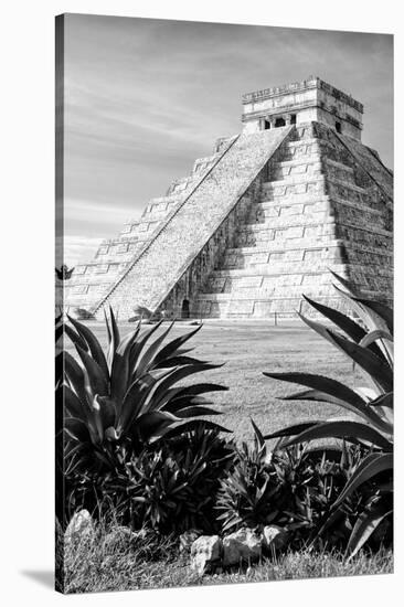 ¡Viva Mexico! B&W Collection - Pyramid of Chichen Itza IV-Philippe Hugonnard-Stretched Canvas
