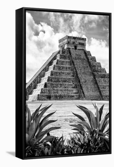 ¡Viva Mexico! B&W Collection - Pyramid of Chichen Itza IX-Philippe Hugonnard-Framed Stretched Canvas