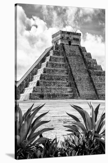 ¡Viva Mexico! B&W Collection - Pyramid of Chichen Itza IX-Philippe Hugonnard-Stretched Canvas