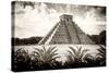 ¡Viva Mexico! B&W Collection - Pyramid of Chichen Itza VI-Philippe Hugonnard-Stretched Canvas