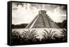 ¡Viva Mexico! B&W Collection - Pyramid of Chichen Itza VI-Philippe Hugonnard-Framed Stretched Canvas